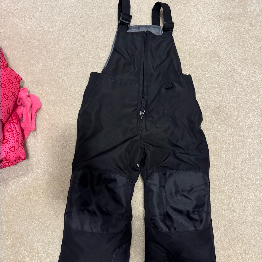 Kids Black Snow Bib Overalls with Adjustable Straps